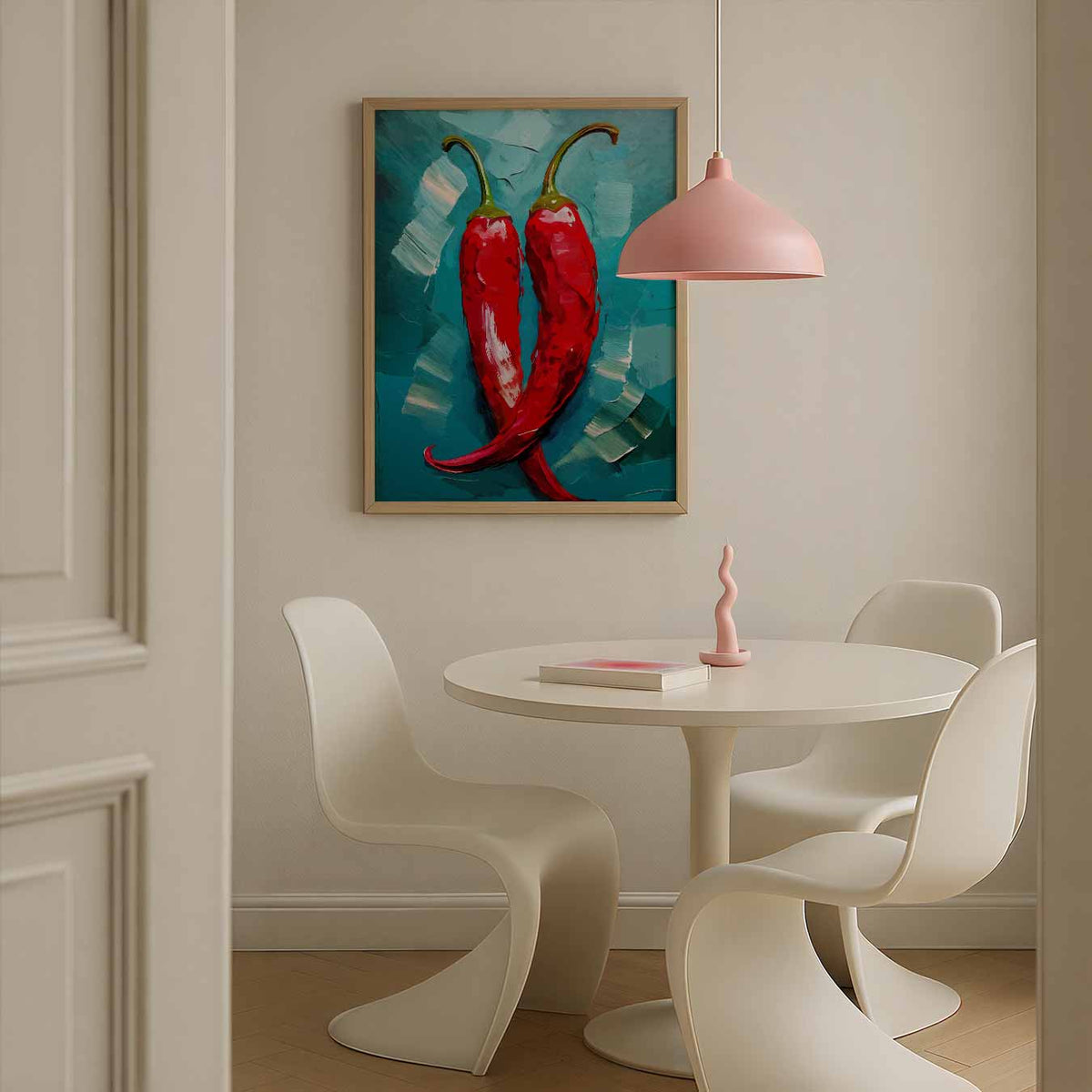 Spicy Chili Duo – culinaire wandkunst als portret poster