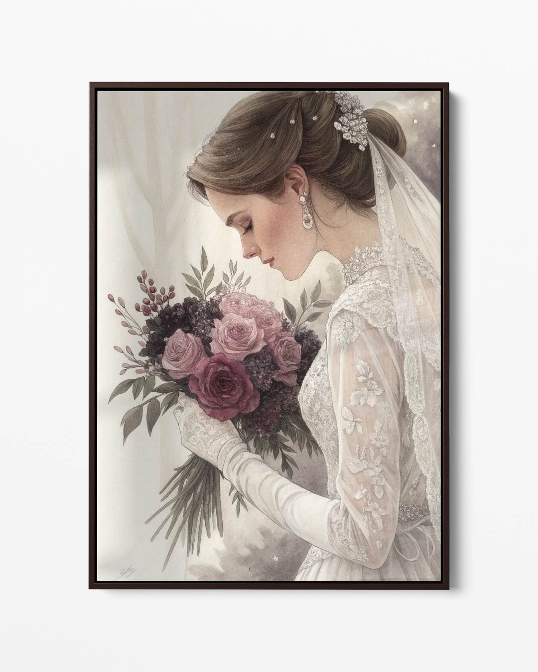 Romantisch Bruidsportret – portret kunstwerk als wanddecoratie