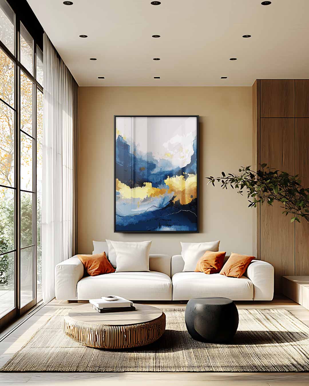 Hemelse Blauwe Dromen – staande wandkunst voor woonkamer of interieur