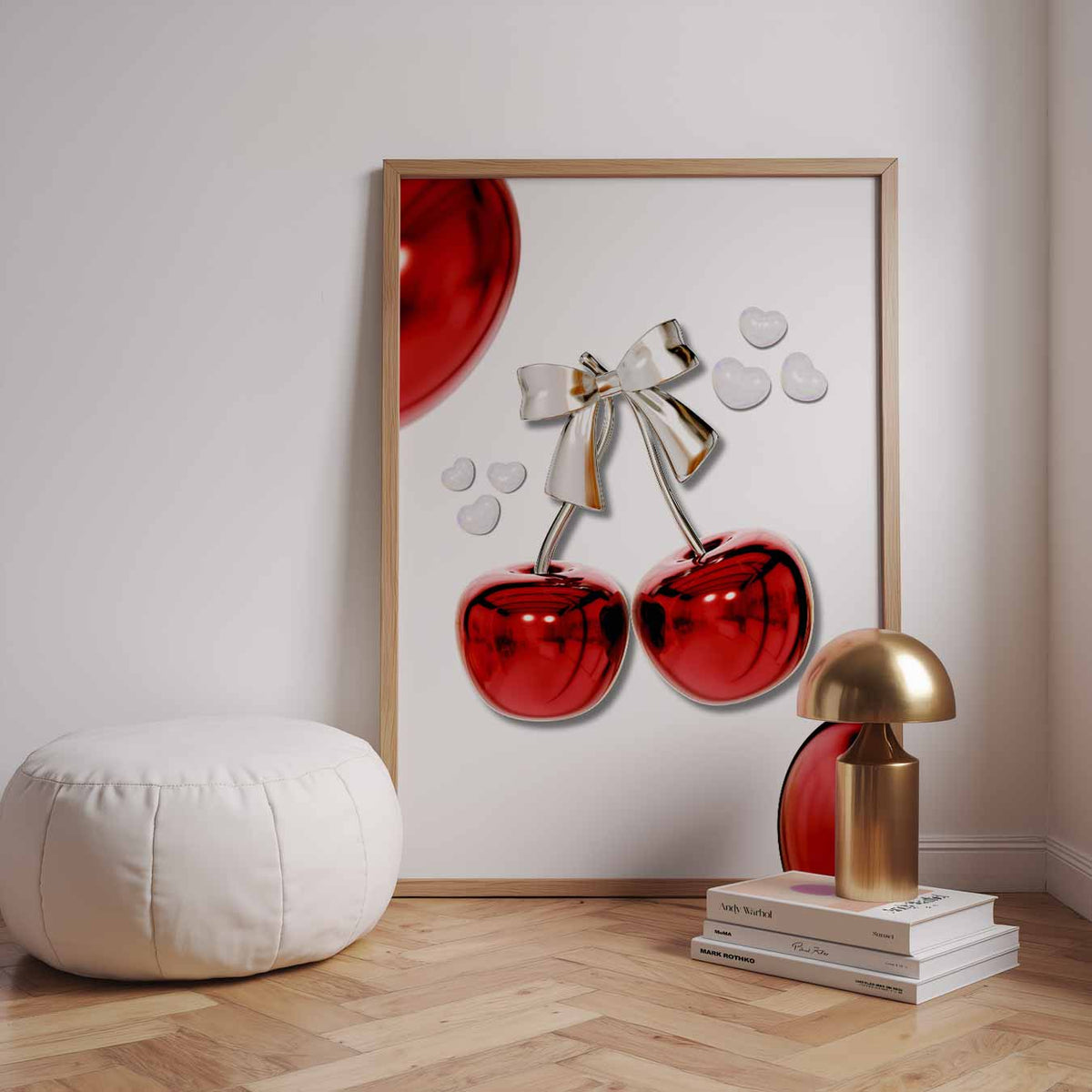 Kersenliefde met Strik – staande zomer wanddecoratie van WallArtistic