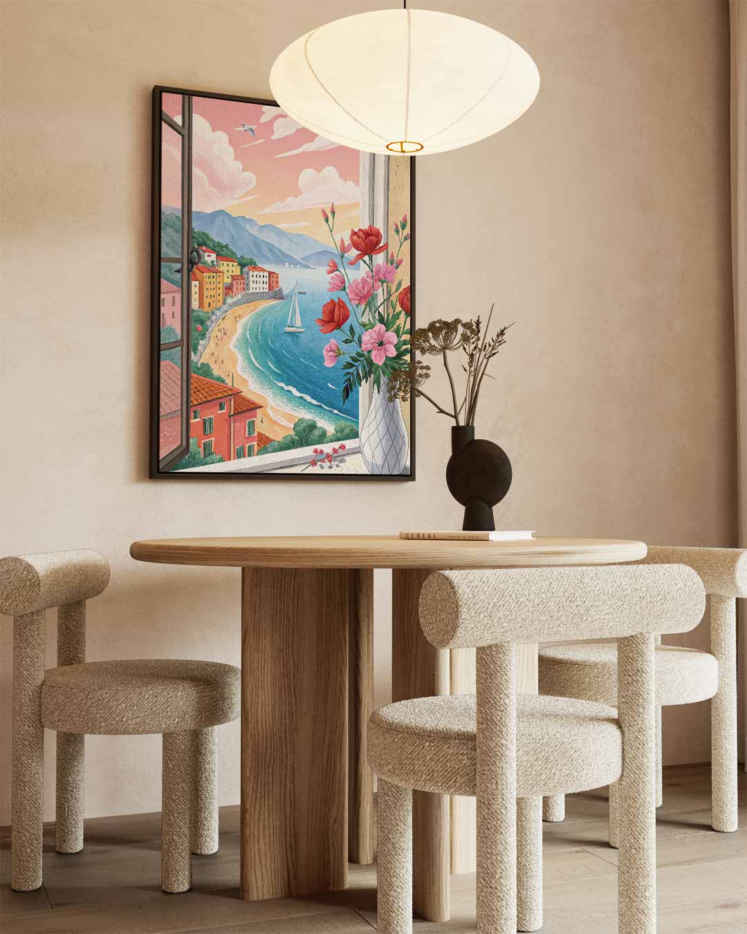 Uitzicht op de Middellandse Zee – staand kunstwerk voor modern interieur