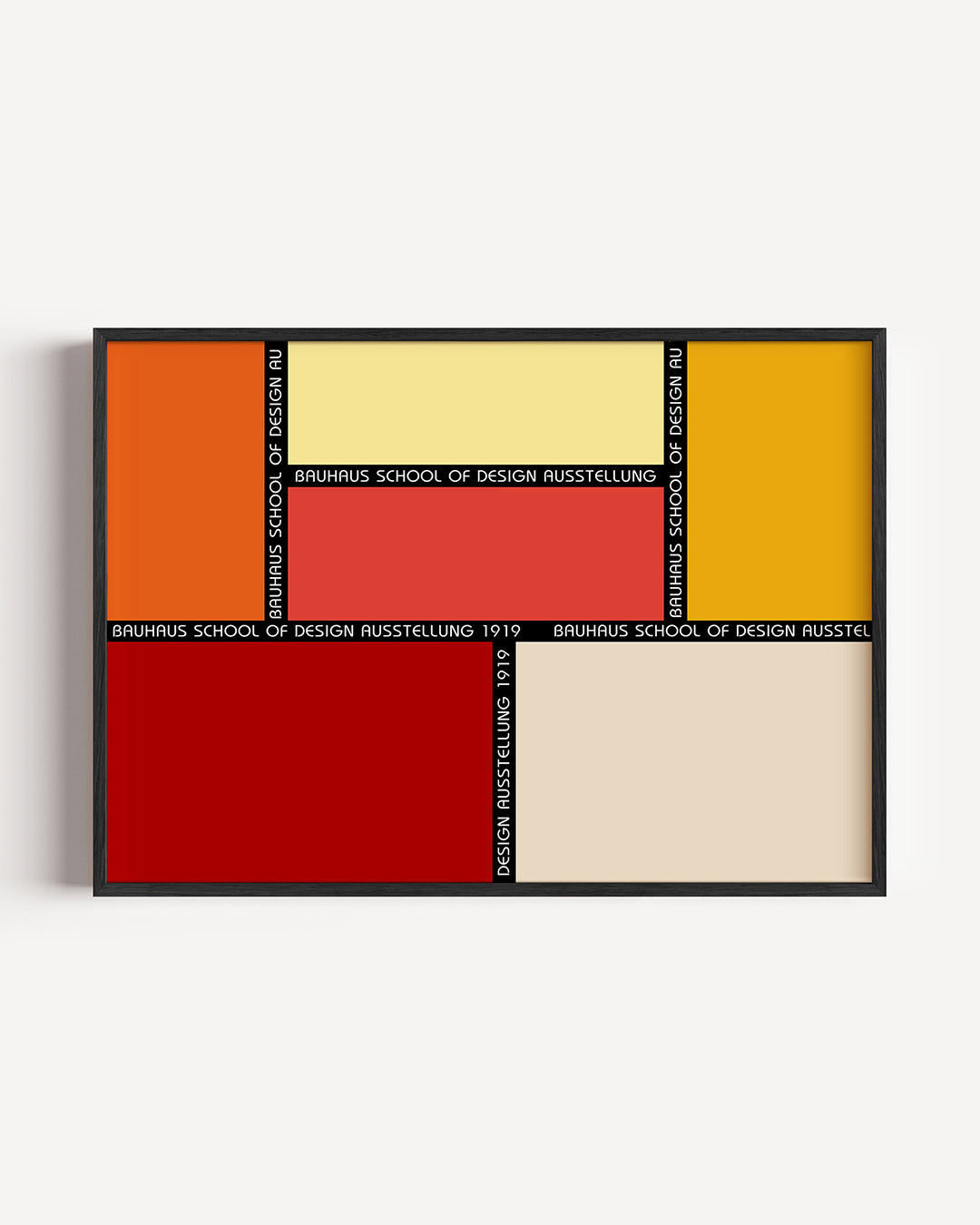 Vlakverdeling en kleur – liggende Bauhaus poster als wanddecoratie