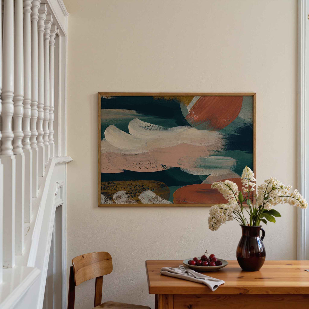 Abstracte penseelstreken – artistieke poster in liggend formaat
