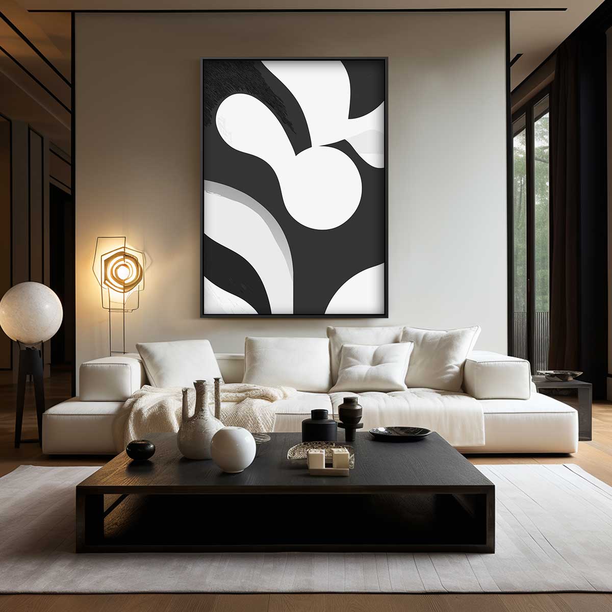 Moderne Zwart-Wit Compositie – modern portret kunstwerk van WallArtistic