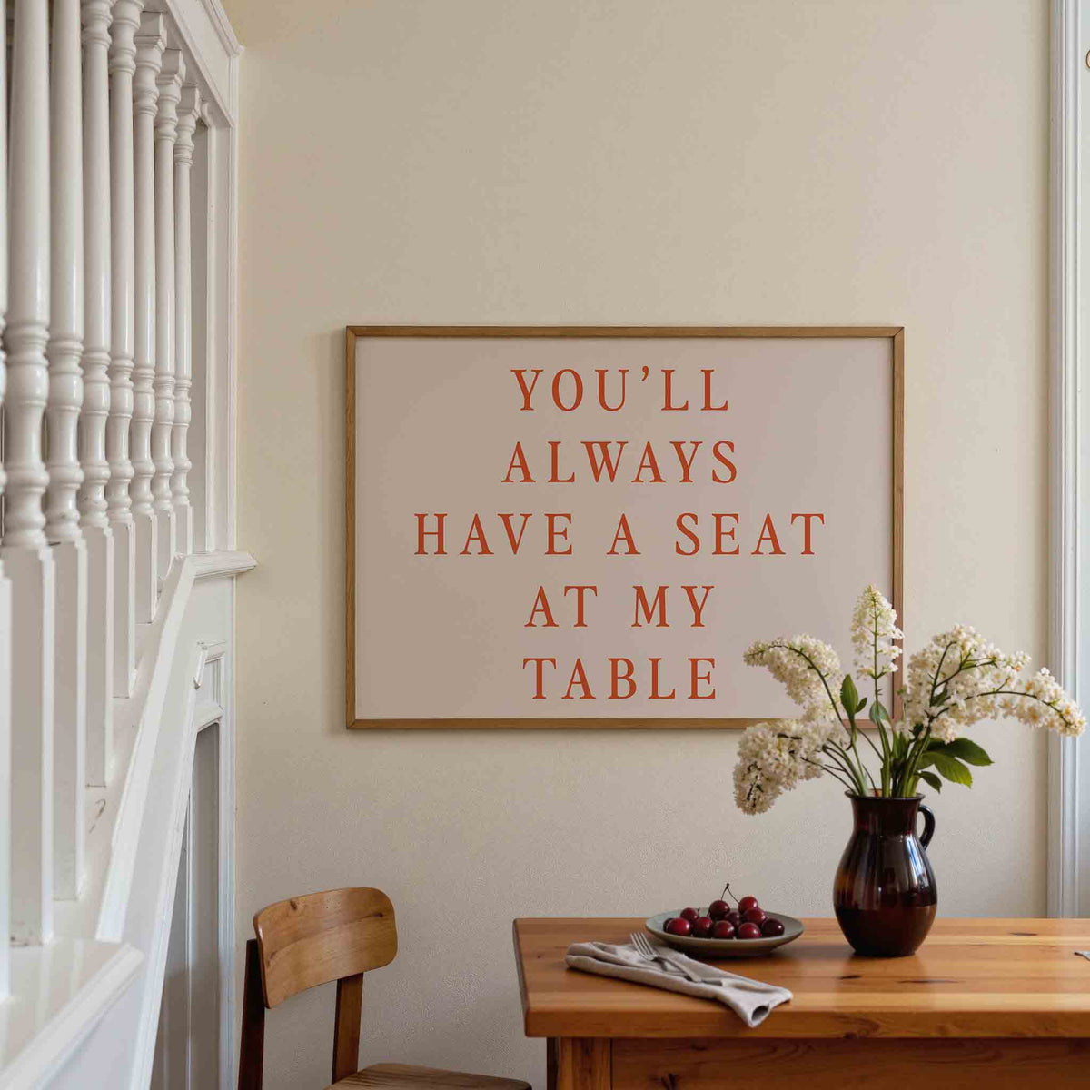 You'll always have a seat – liggende illustratie poster als wanddecoratie