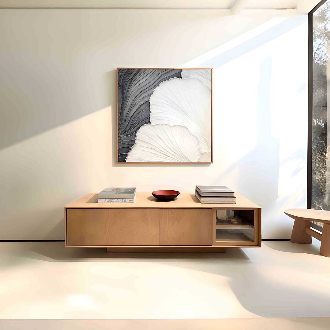 Golvende lijnen – vierkante zachte abstracte wanddecoratie van WallArtistic