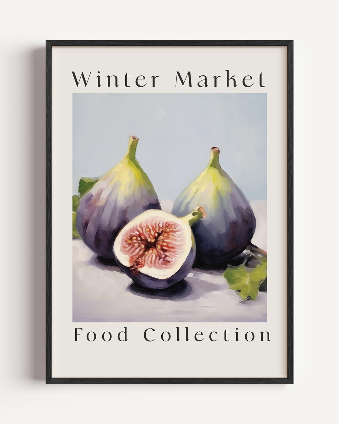 Winter Market Vijgenposter – typografie portret poster als wanddecoratie
