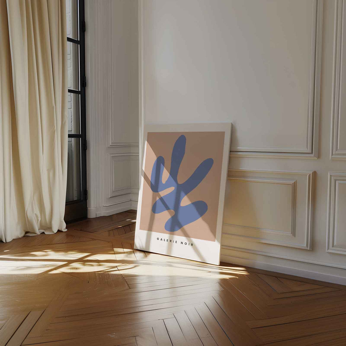 Blauwe Abstractie op Nude – modern portret kunstwerk van WallArtistic