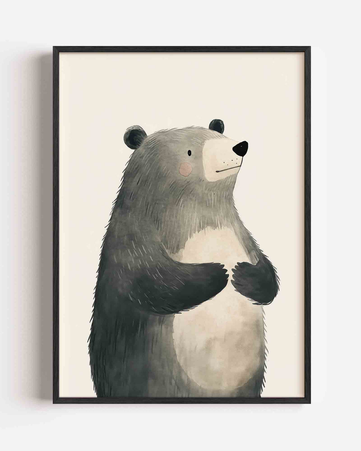 Beer met grijze vacht – kids portret poster als wanddecoratie