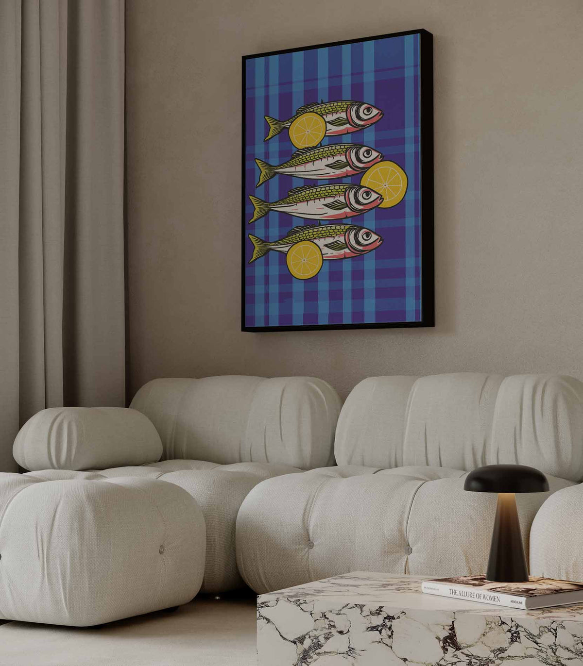 Vrolijke Vissen Met Citroen – portret wandkunst van WallArtistic