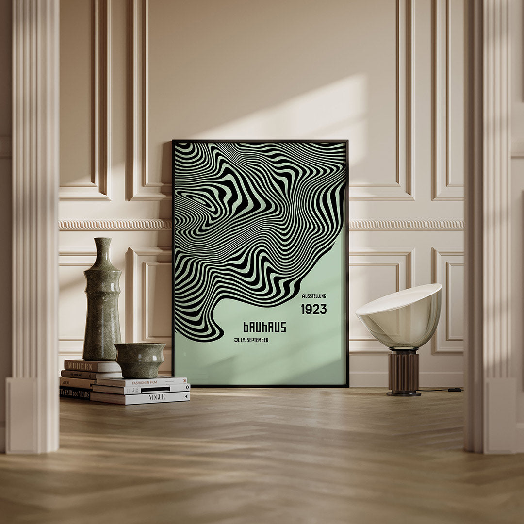 Golvend lijnenspel – moderne Bauhaus wandkunst als poster