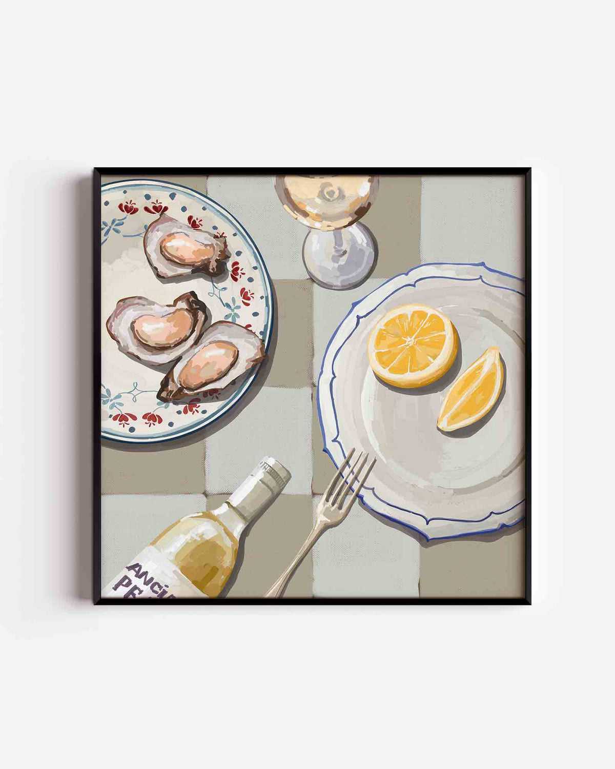Oesters en citroen – keuken vierkante poster als wanddecoratie