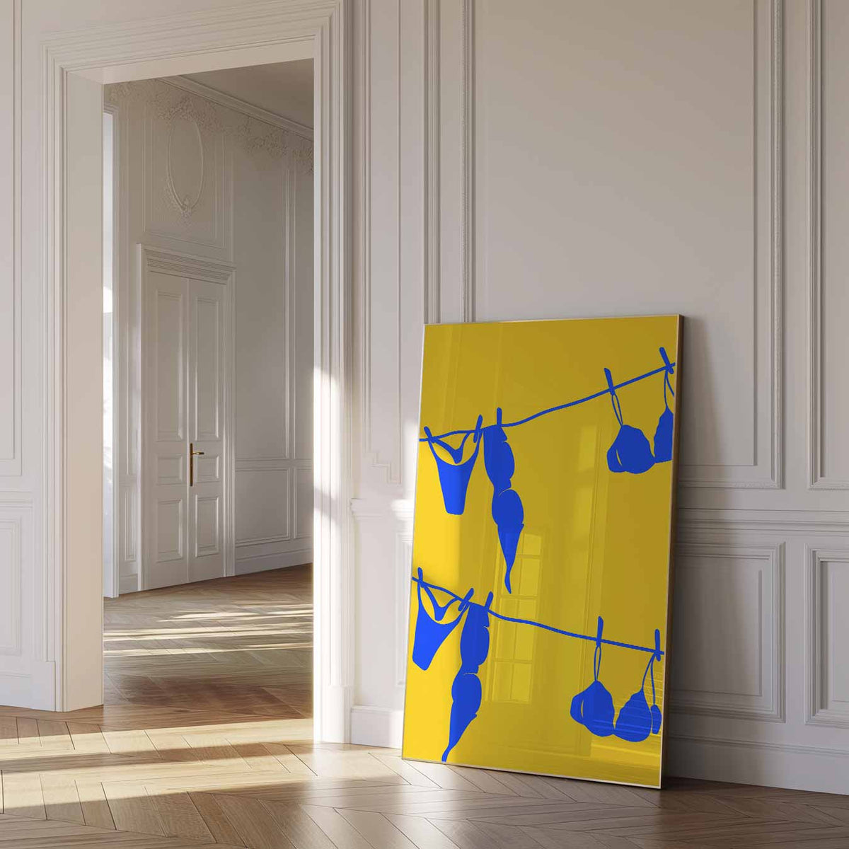 Speelse Waslijn Wanddecoratie – zomer poster als frisse staande wanddecoratie