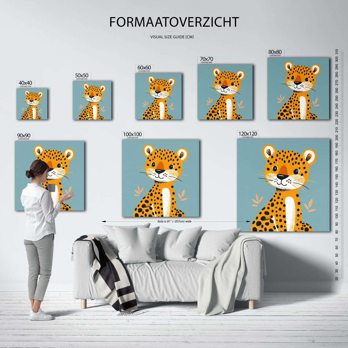 Schattige luipaard – vierkante muurposter voor de kinderkamer
