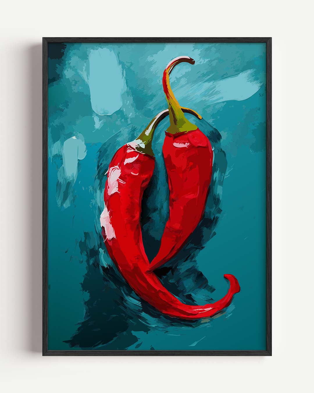 Pittige Paprika Kunstposter – keuken portret poster als wanddecoratie