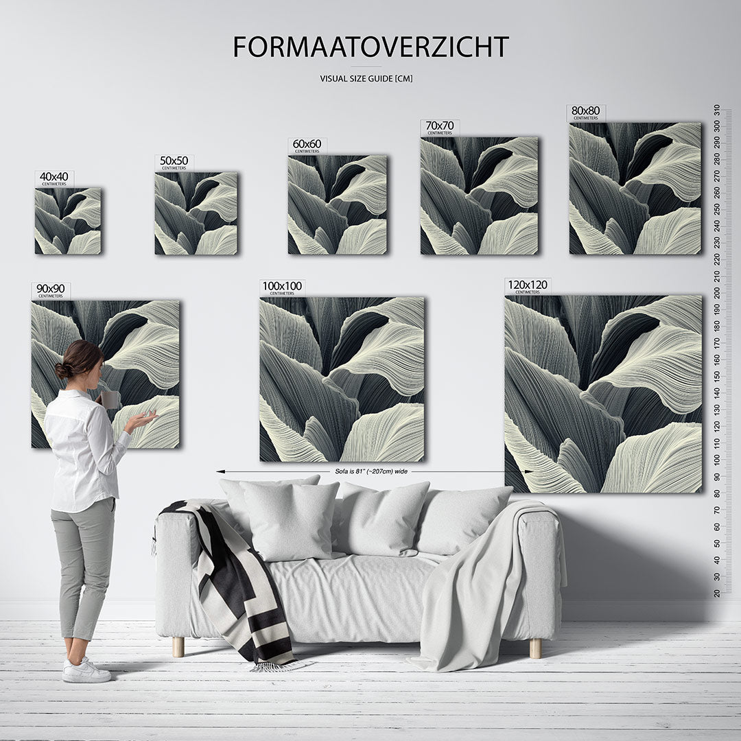 Golvende lijnen kunstwerk – materiaalweergave – dit werk toont vloeiende, golvende lijnen in een dynamisch patroon. De
