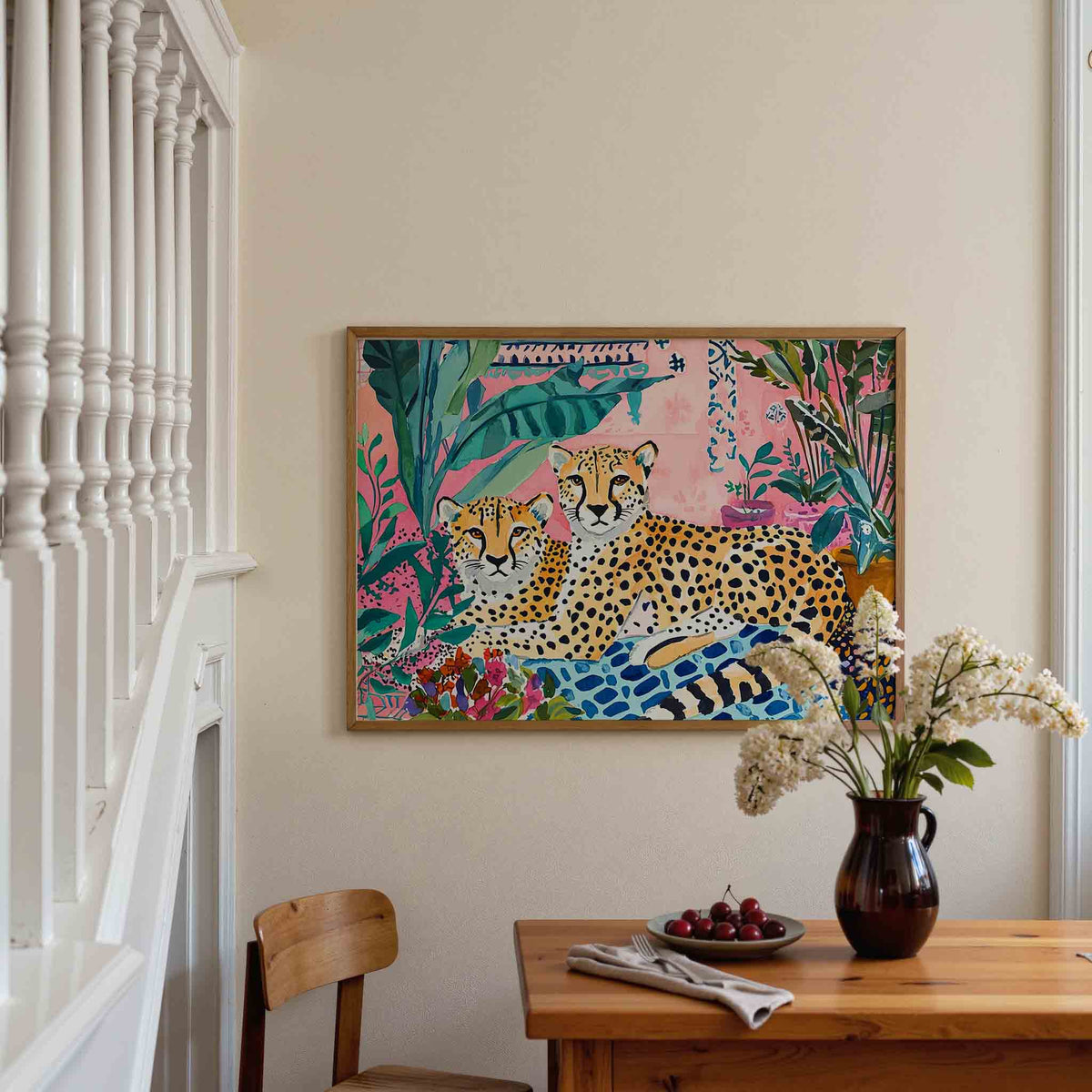 Twee cheeta's en planten – dieren poster in liggend formaat