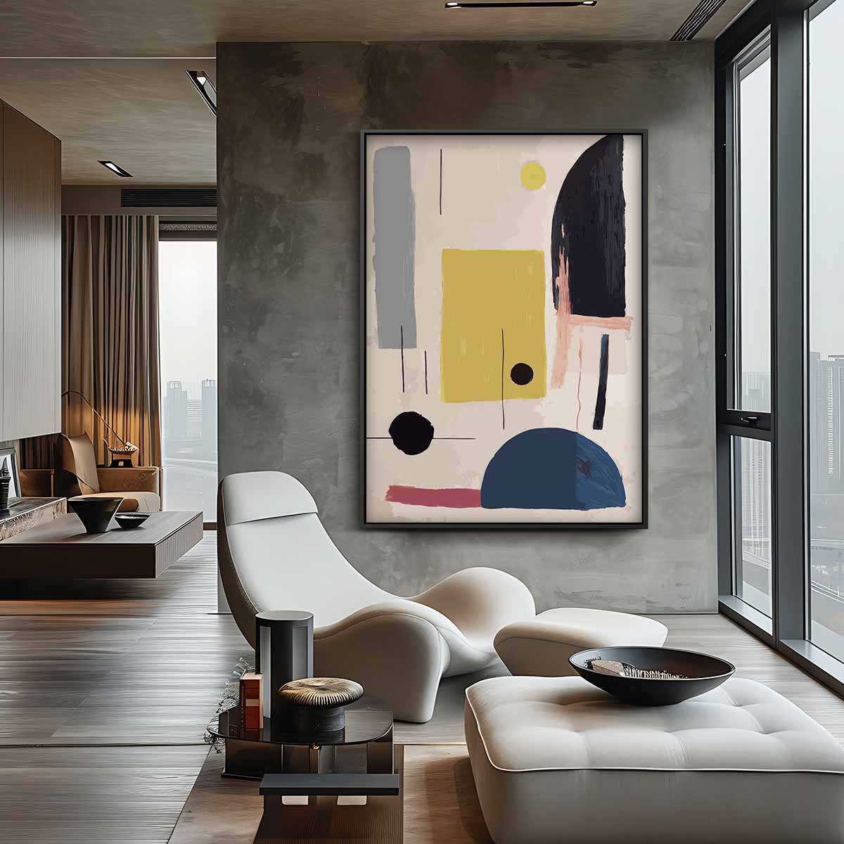 Kleurrijke Abstracte Compositie – canvas wanddecoratie in portret formaat