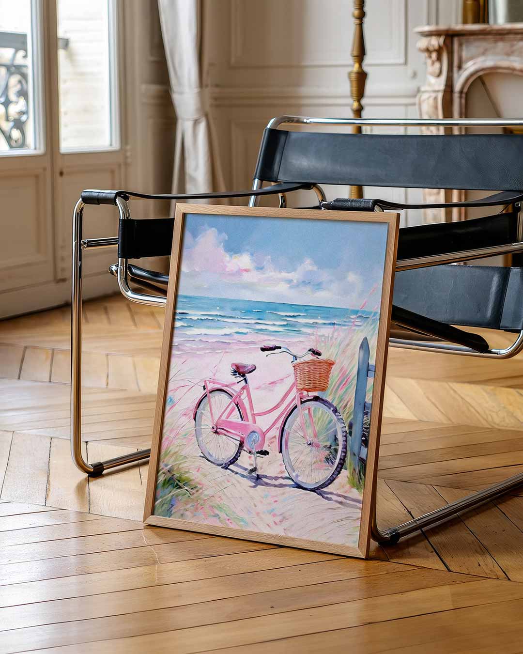 Zomerse Fietstocht aan Zee – urban poster in staand formaat