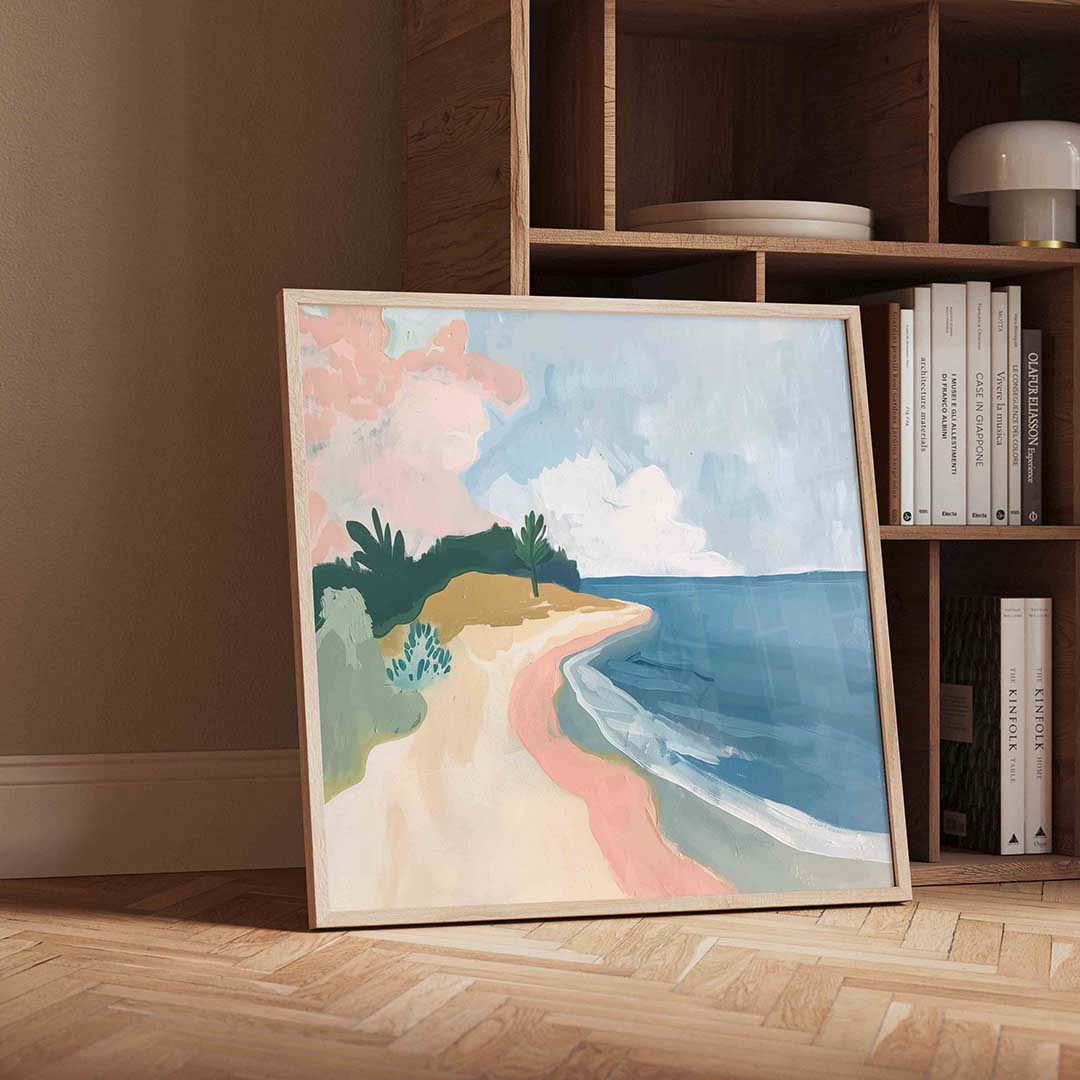 Strand en zee – moderne wandkunst als vierkante poster