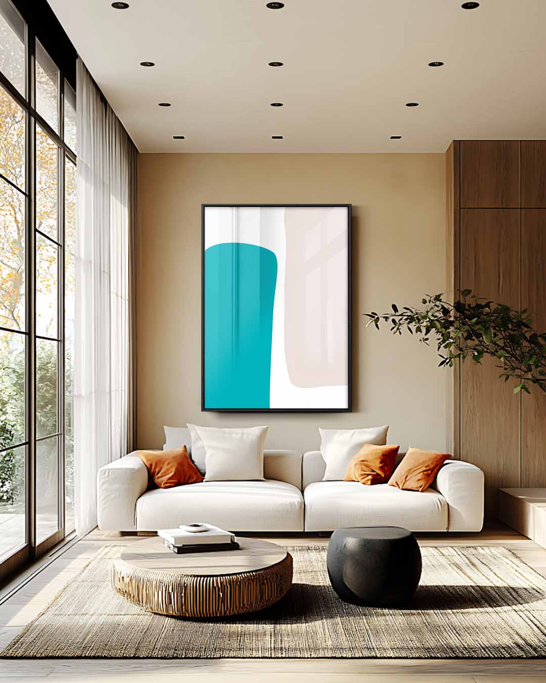 Vloeiende Vormen Duet – staande wandkunst voor woonkamer of interieur