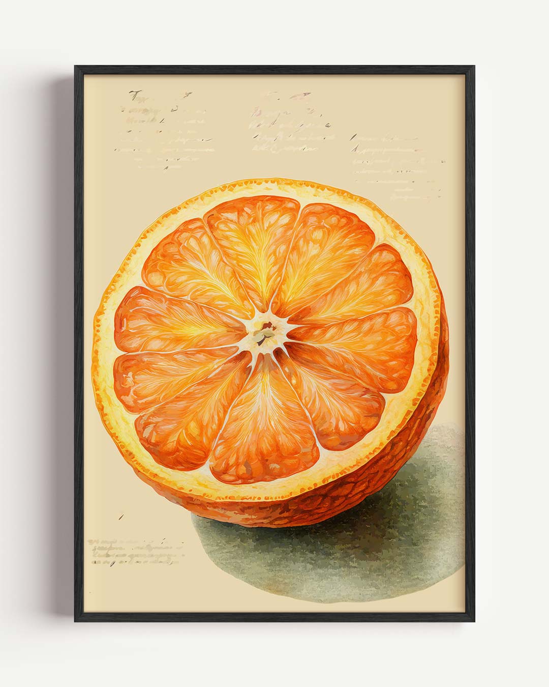 Zonnige Sinaasappel Kunstposter – keuken portret poster als wanddecoratie