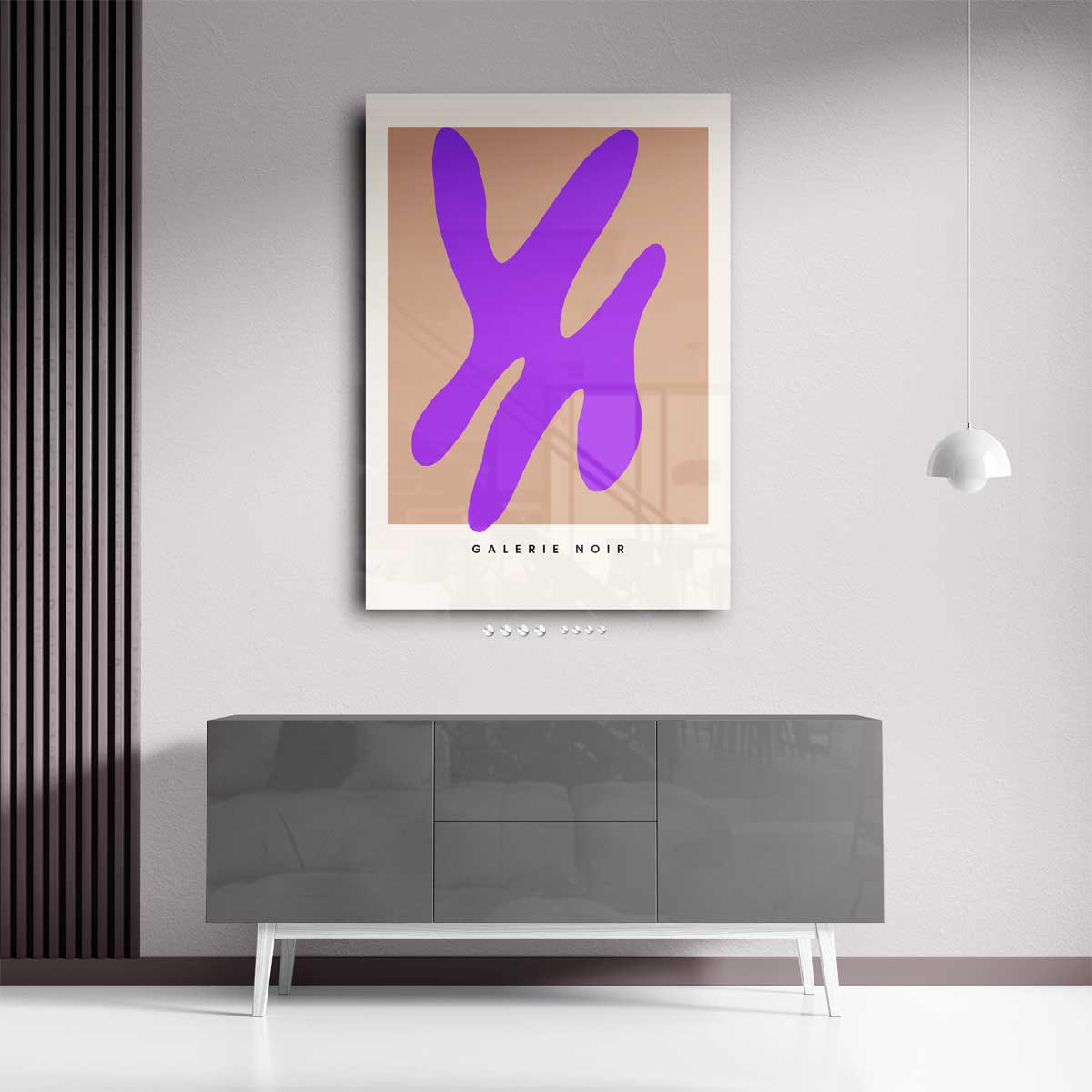 Vrolijke Paarse Abstractie – portret kunstwerk als wanddecoratie, afbeelding 13
