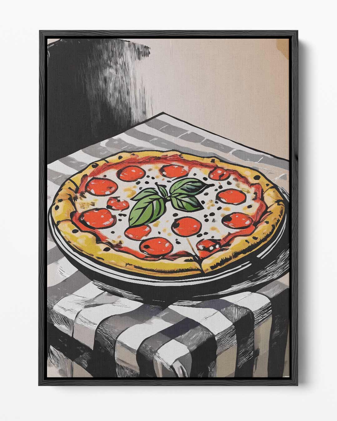 Sfeervolle Pizza op Tafel – portret kunstwerk als wanddecoratie
