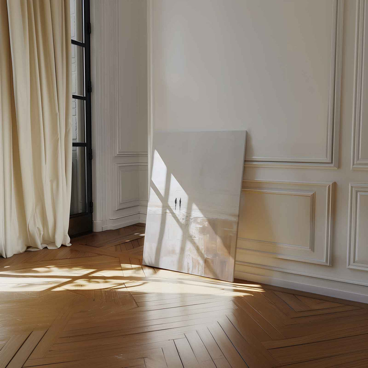 Twee Figuren aan Zee – canvas wanddecoratie in portret formaat