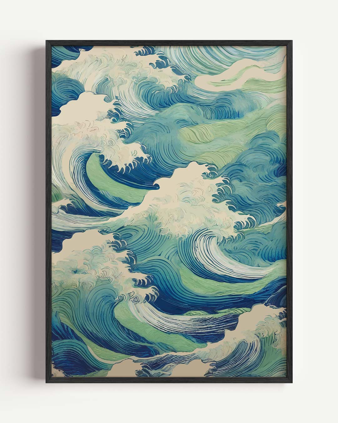 Golvende Blauwe Kunstposter – kleurrijke abstracte portret poster als wanddecoratie