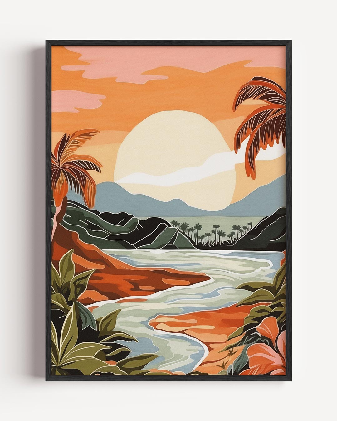 Tropisch Landschap – natuur en stad portret poster als wanddecoratie