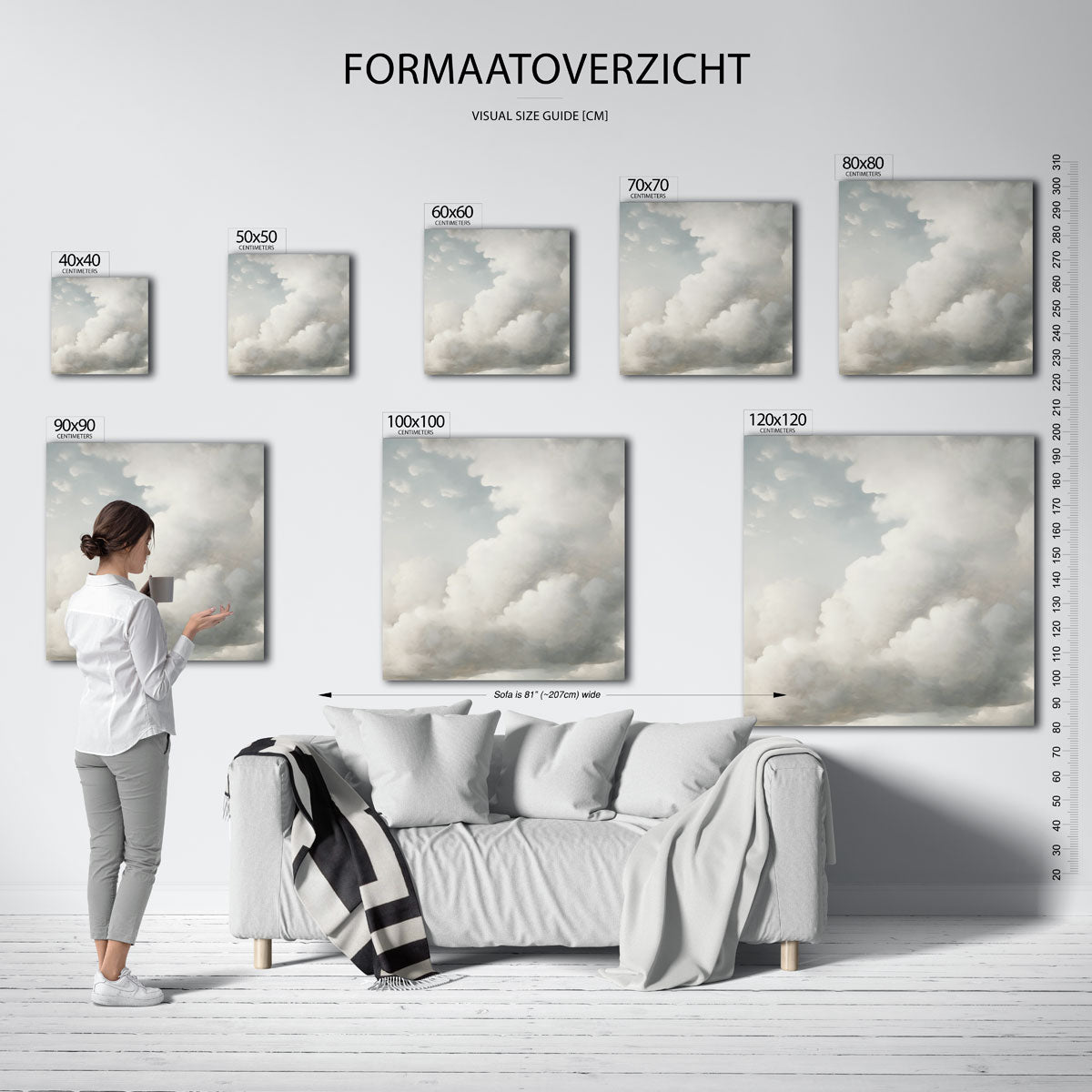 Wolkenlucht – vierkante muurposter met vintage uitstraling