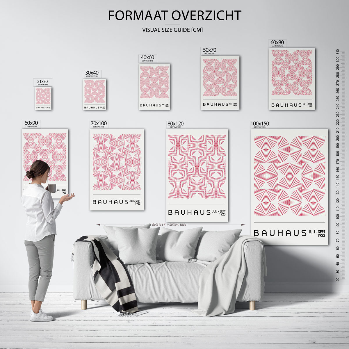 Cirkelritme – geometrische poster in Bauhaus-stijl van WallArtistic