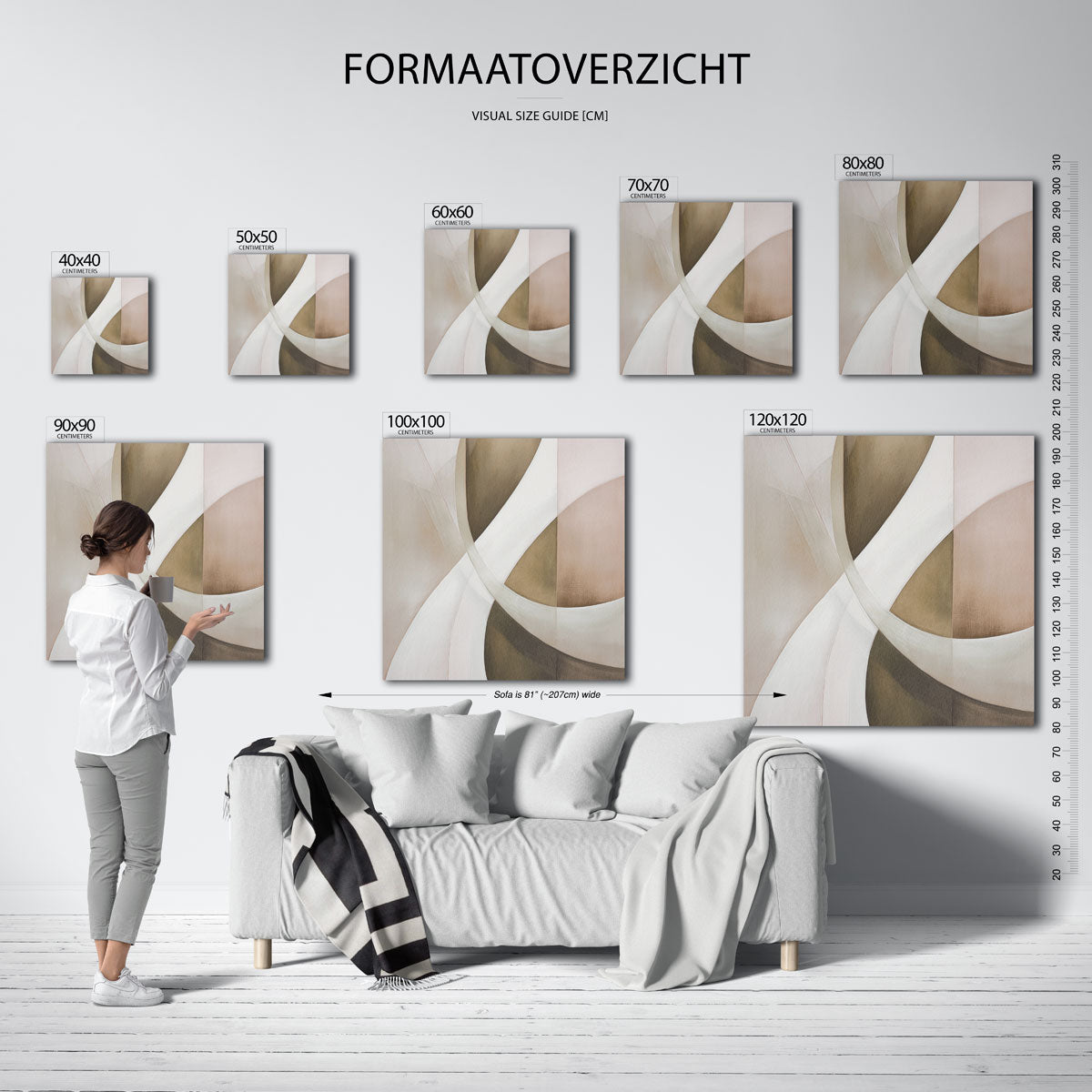 Abstracte vormen – vierkante muurposter met zachte abstracte vormen