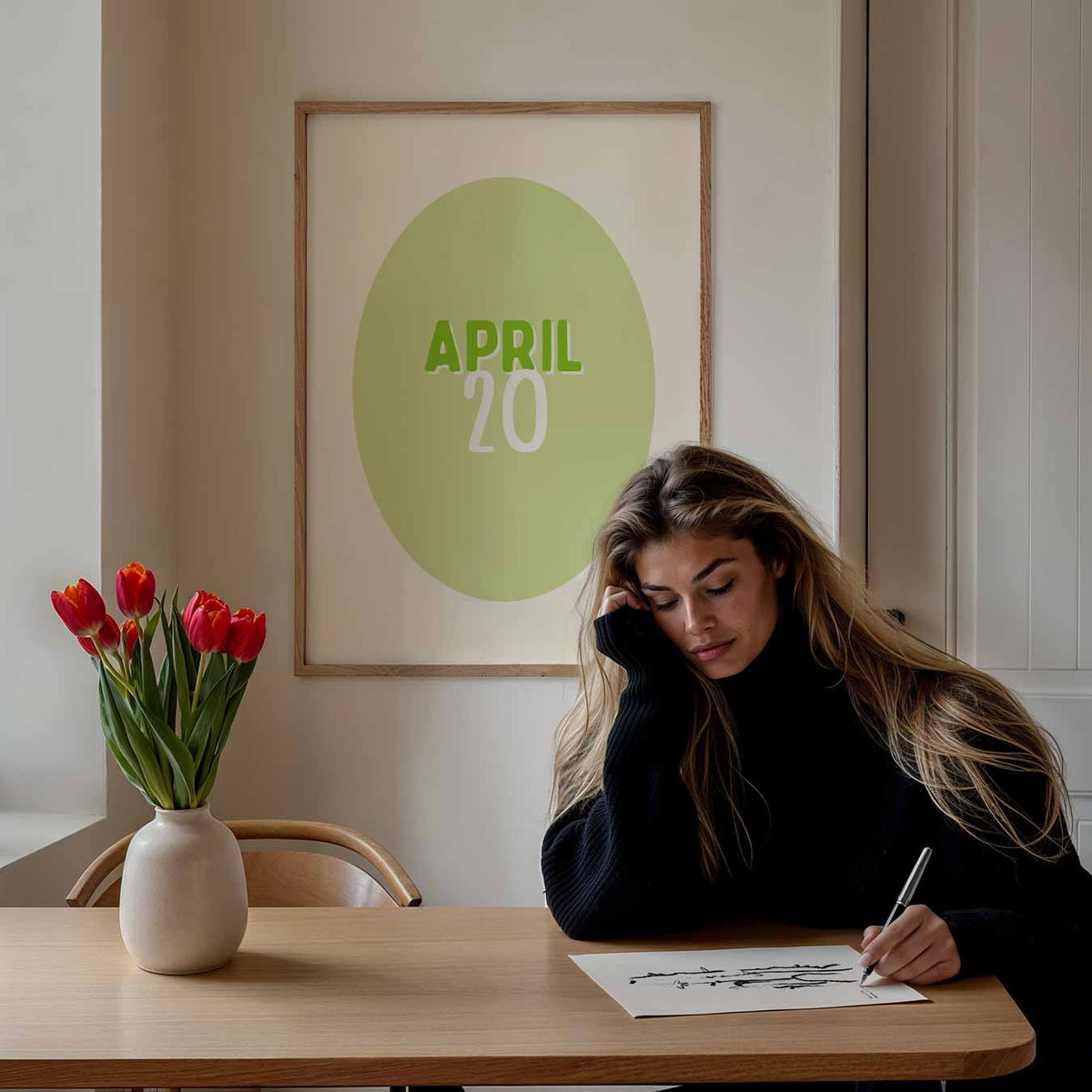 April Minimalistische Kalenderposter – paasposter in staand formaat