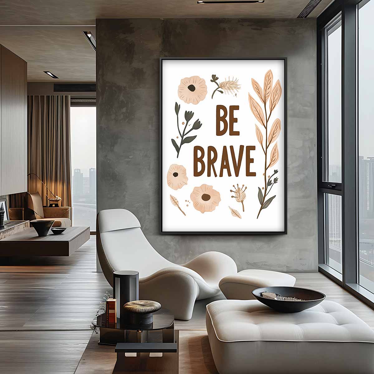 Be Brave Botanisch Kunstwerk – canvas wanddecoratie in portret formaat