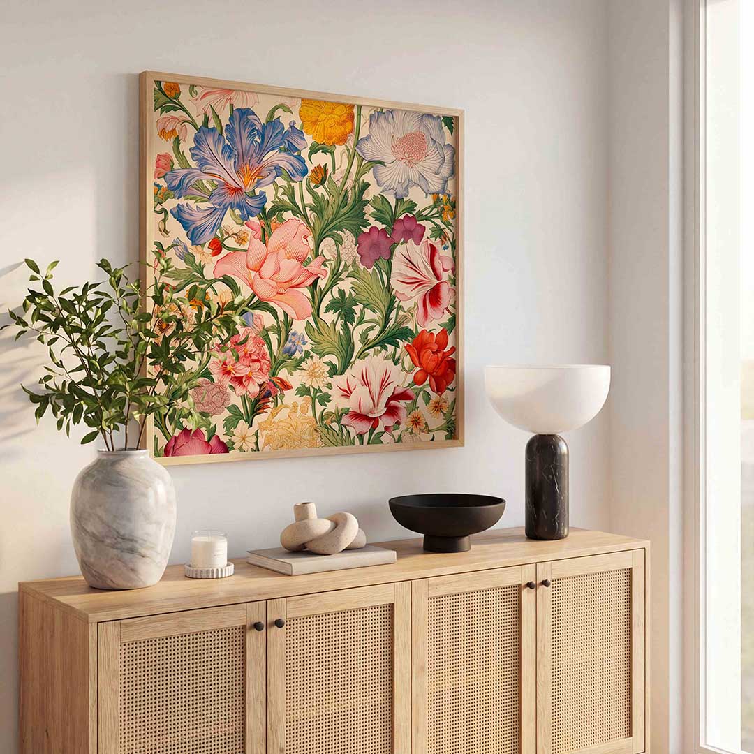 Bloemenpracht – illustratie poster in vierkant formaat
