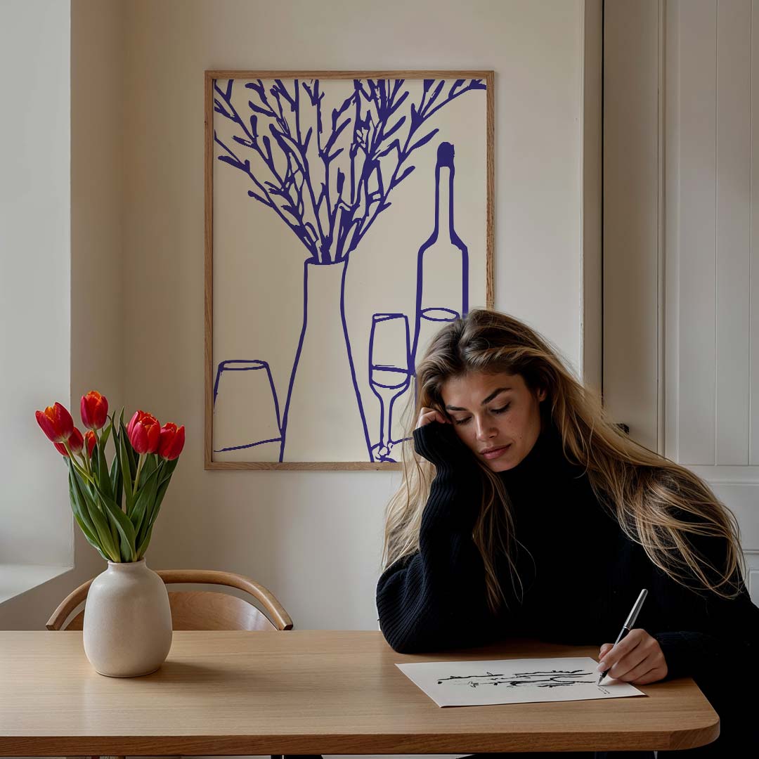 Stijlvolle Bloemenvaas – culinaire wandkunst als portret poster
