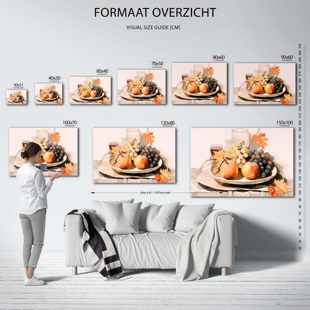 Fruit en bladeren – liggende muurposter voor keuken of eethoek