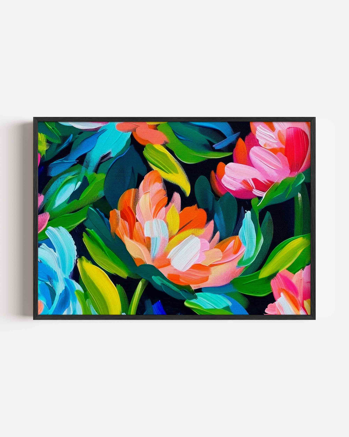 Bloemen en bladeren – bloemen landscape poster als wanddecoratie
