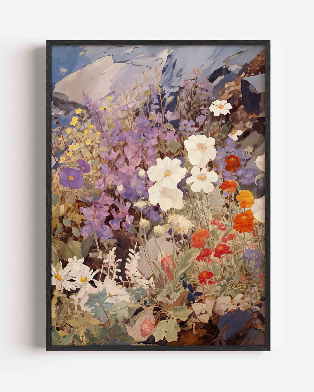 Bloemen en rotsen – bloemen portret poster als wanddecoratie