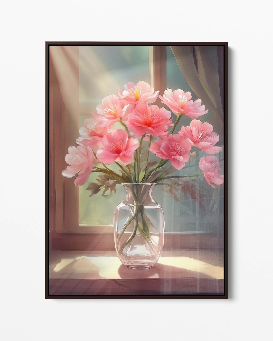 Zonnige Bloemengloed in Vaas – portret kunstwerk als wanddecoratie