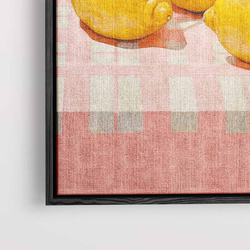 Sprankelende Citroenen op Roze – modern portret kunstwerk van WallArtistic