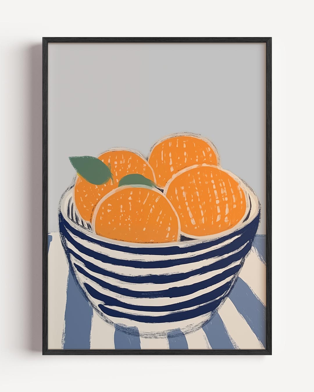 Oranje Fruit in Strepen Schaal – keuken portret poster als wanddecoratie