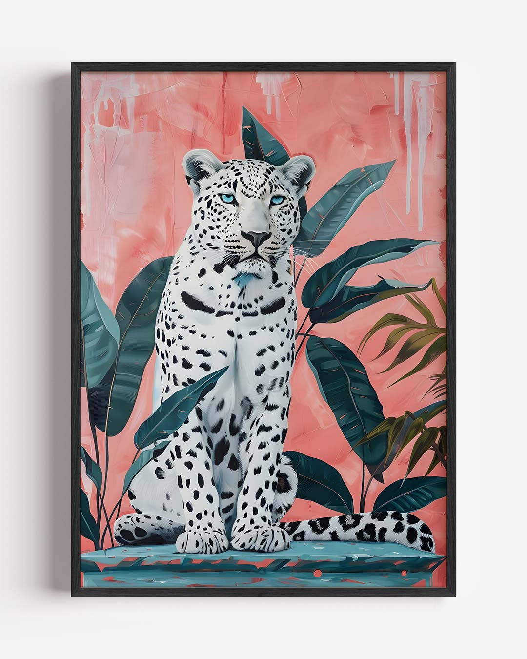 Mystieke Luipaard op Roze – Popart en Streetart portret poster als wanddecoratie