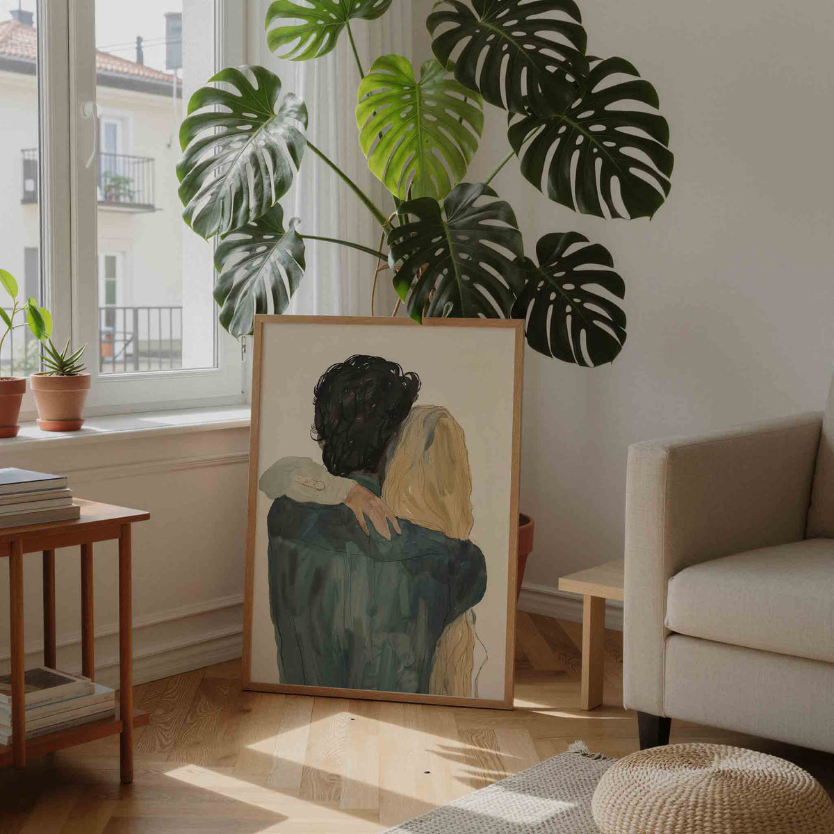 Omhelzing – moderne illustratie als portret poster