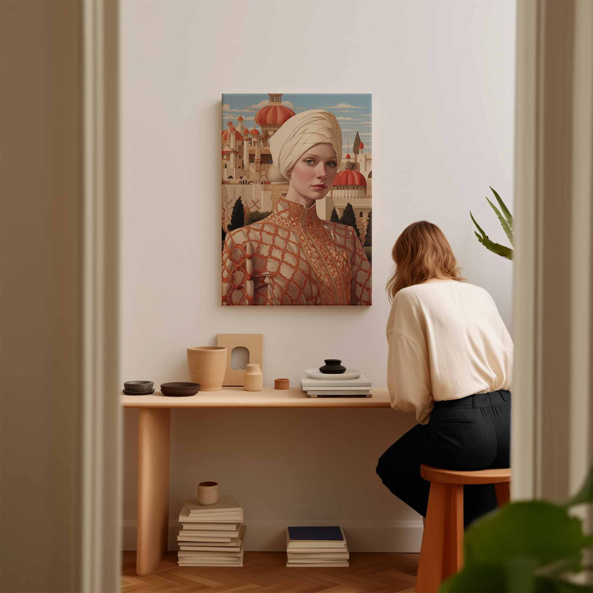 Oosters Elegantie Portret – plexiglas wanddecoratie in portret formaat