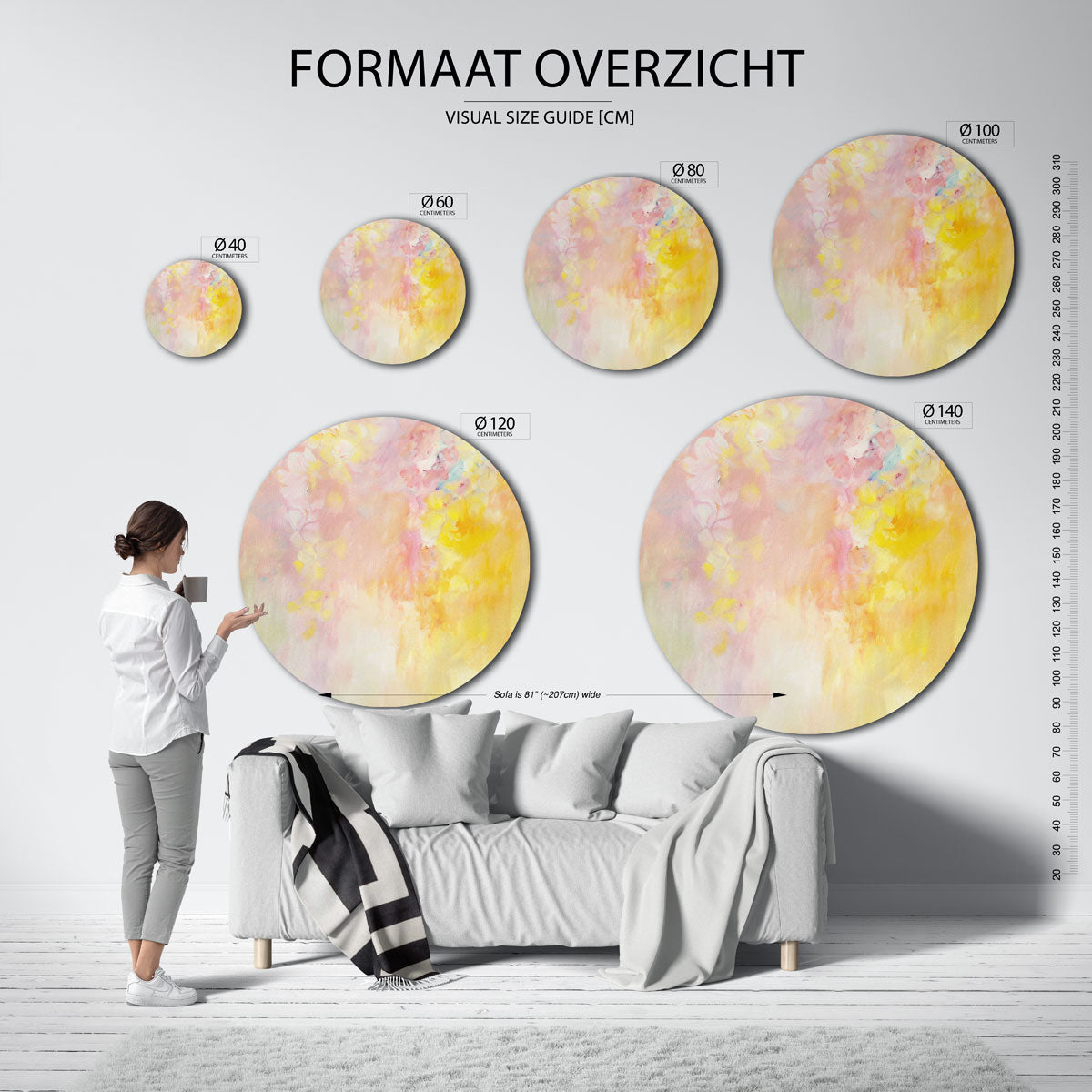 Pastel bloemen – kleurrijke wandkunst als muurcirkel