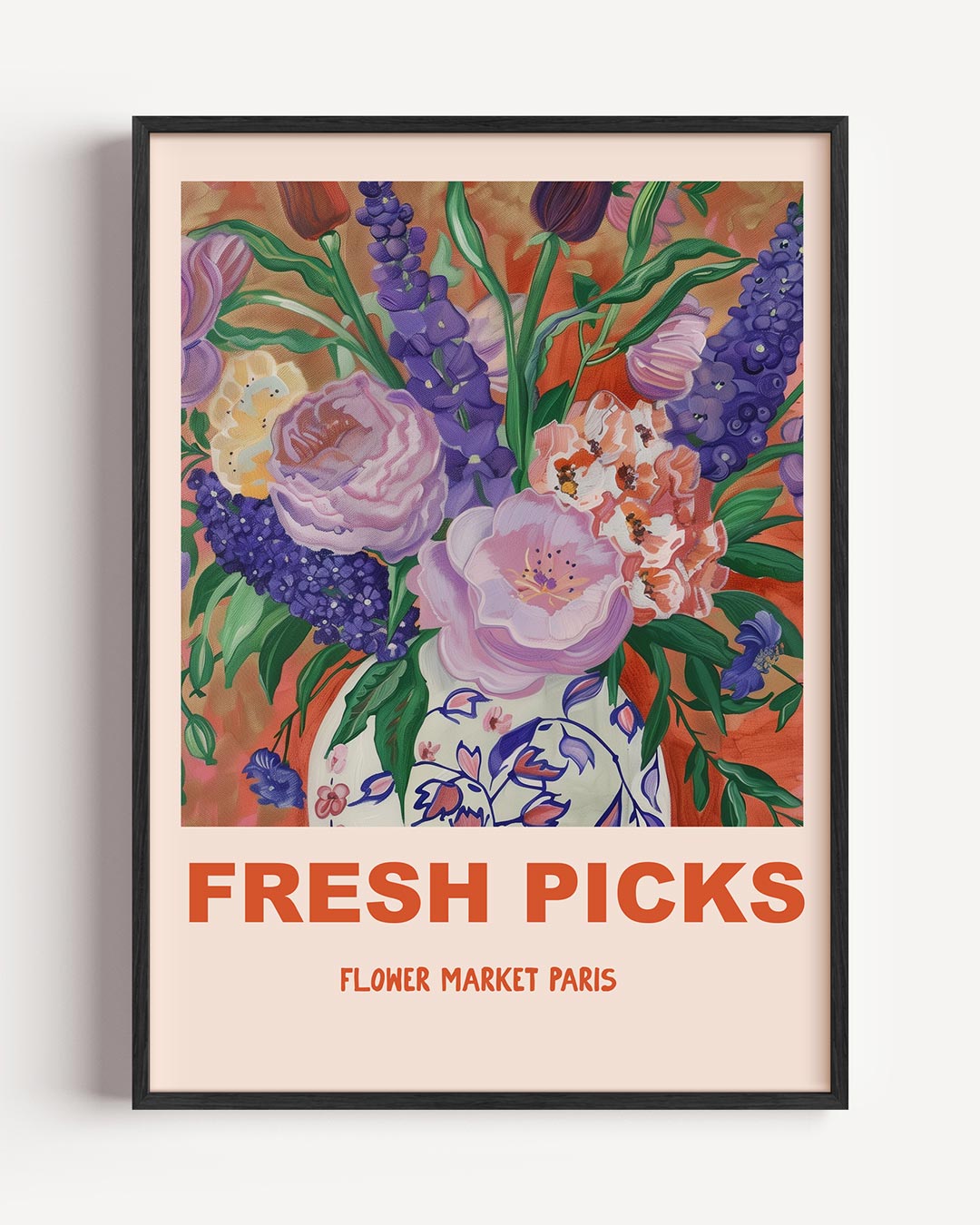 Kleurrijke Bloemenmarkt – zomer portret poster als wanddecoratie