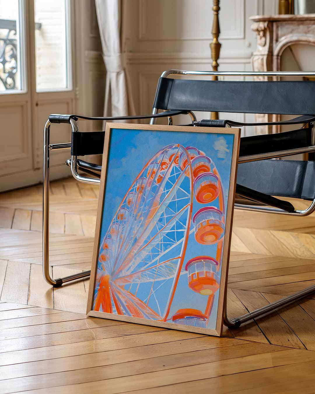 Betoverend Reuzenrad in Pastelkleuren – urban poster in staand formaat